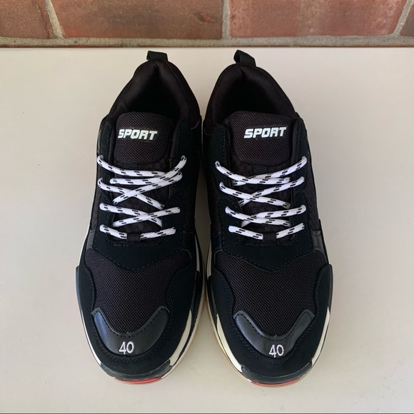 Fashion Casual black lace up sneakers Women’s size US 7 M NEW - Picture 3 of 8